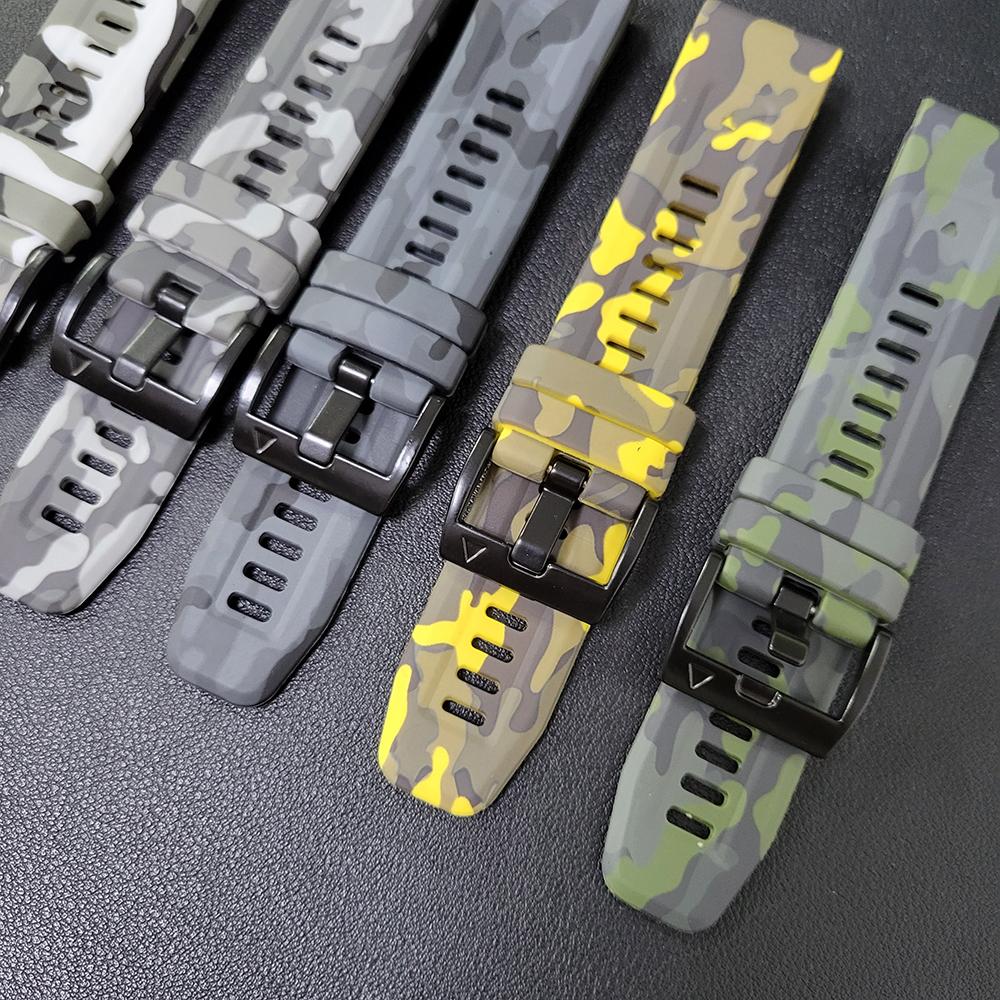 22/26mm Camouflage Silikon Uhrenarmband für Garmin Fenix 8 Pro E 8 7X 7/Instinct 2x/Tactix 8 7X/Forerunner 970 965 Uhrenarmbänder