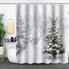 Best-Selling Christmas Digital Print Shower Curtain Waterproof, Includes Plastic C-Shaped Hooks