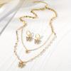 Earrings, Necklace, Gold and Silver Butterfly Pendant, Earrings and Necklace Set Spring and Summer Vacation Women's Jewelry Set