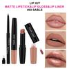 Three-in-One Matte Lipstick Set: Lipstick, Lip Liner, and Moisturizing Lip Gloss