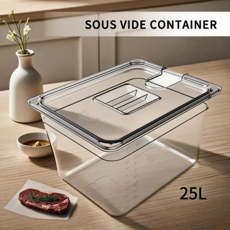 25L BPA-vrije Sous Vide Kookcontainer met Deksel - Hittebestendig voor Precieze Maaltijden op Lage Temperatuur (Past op de meeste dompelcirculators)