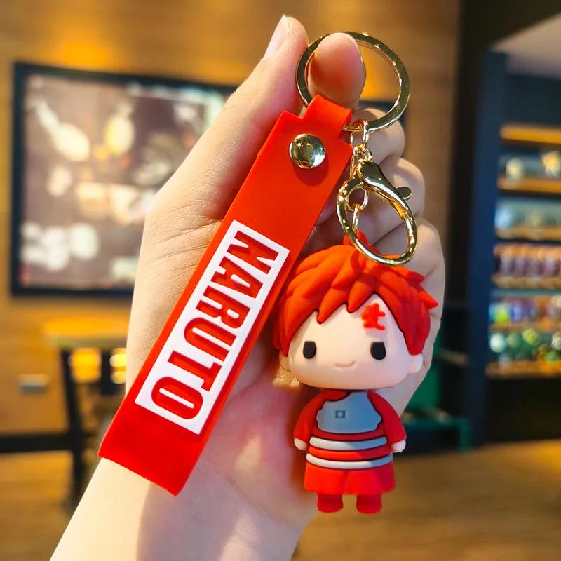10pcs/set Anime Naruto Keychain Fashion Jewelry Cartoon Figure 7CM PVC Model Cartoon Bag Doll Pendant Toys Gift