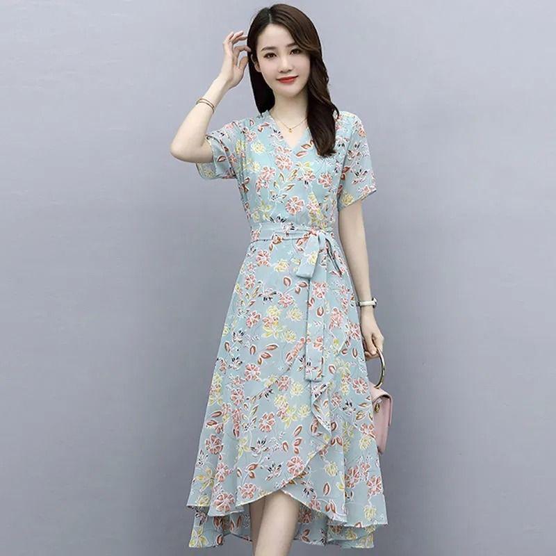Elegant Floral Print Summer Dress for Women
