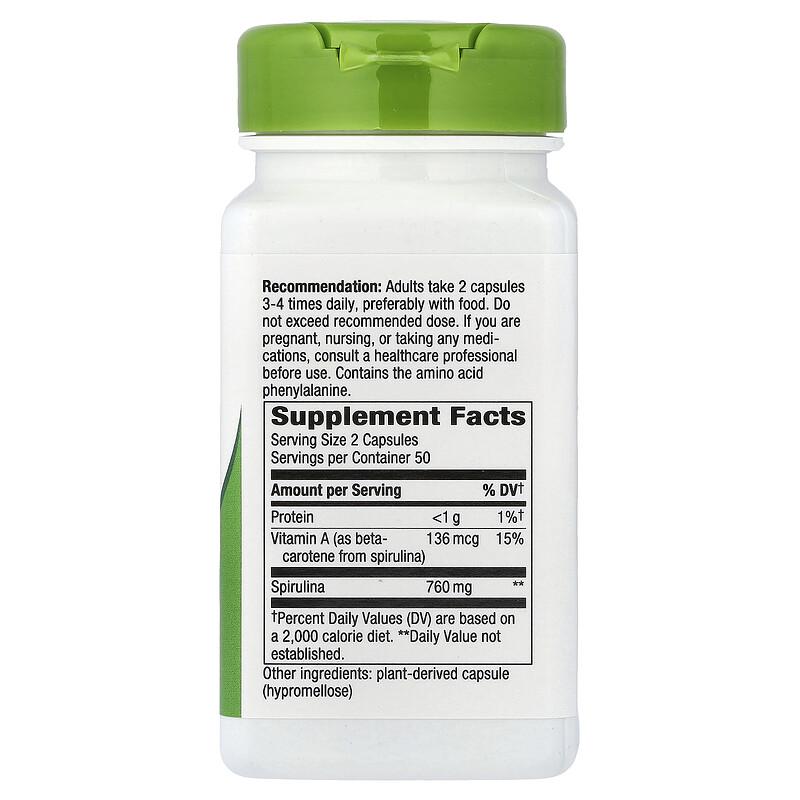 Spirulina Micro-Algae, 100 Vegan Capsules (380 mg per Capsule)