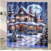 Cute Fox Flower Washable Dirt-Resistant Shower Curtain Shower Head Waterproof Polyester Bath Curtain For Home Decor Accessories