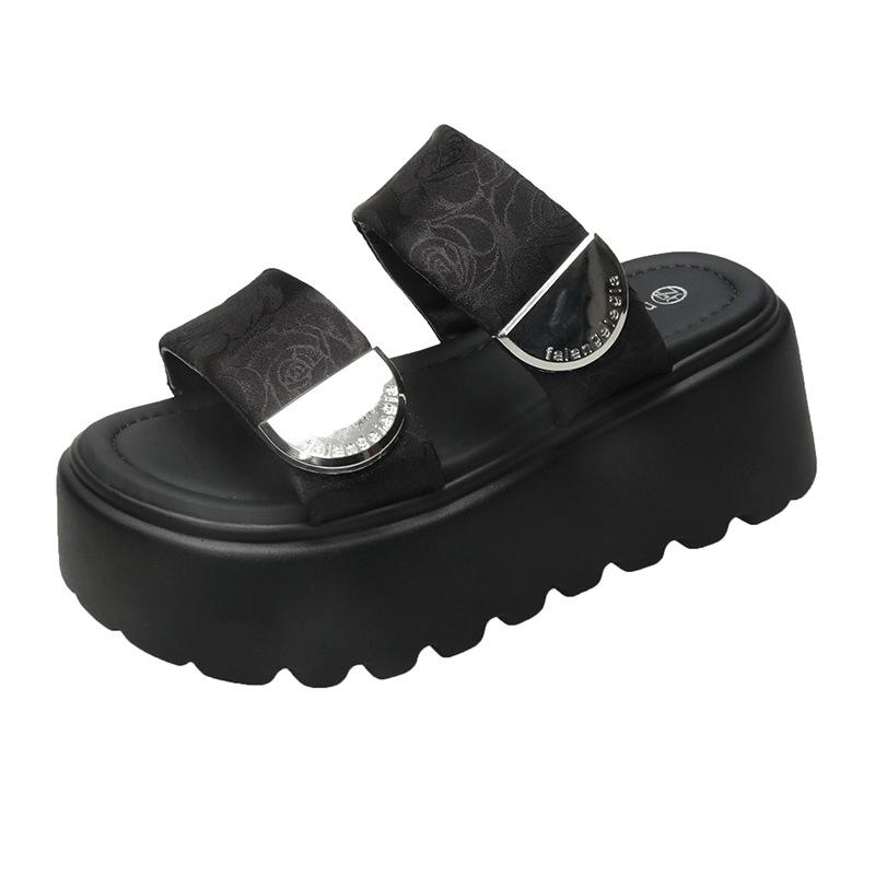 Thick bottom height increase small slippers women's 5-year summer new versatile outer wear national style beautiful cool slippers women's tide