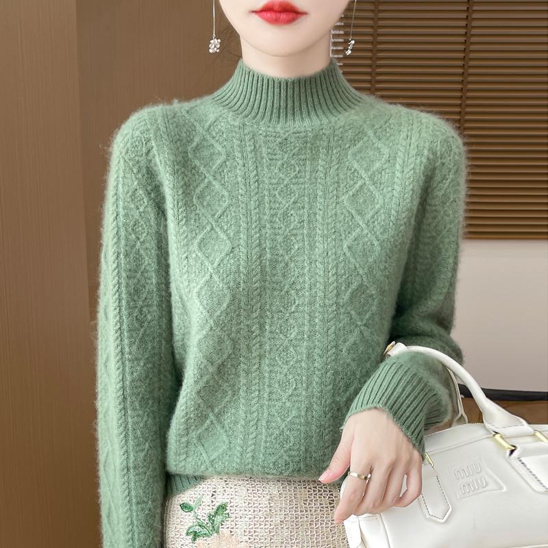 Damen Kaschmirpullover Qinghe Kaschmir 30% Kaschmir 70% Wolle warm und modisch Allrounder Herbst und Winter