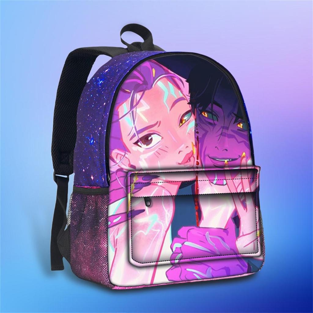 Movie Peripheral Print Backpack, School Bag Student Campus With Plush Ball Backpack