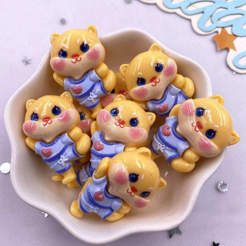 10PCS Resin Kawaii Colorful Painted Cartoon Panda Rabbit Bear Pig Fox Flatback Stone Figurine Scrapbook DIY Craft Supplies