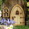 Süs Eski Dekorasyon Mikro Manzara Dollhouse Bahçe Minyatür Peri Elf Kapı Ahşap El Sanatları