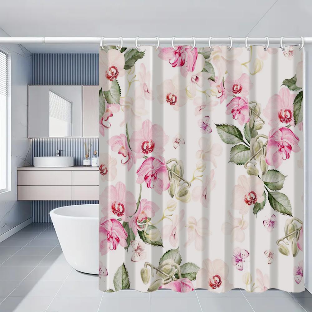 4 Piece Bathroom Decor Set With 70.8 Inch Shower Curtain Rug And Toilet Lid Cover