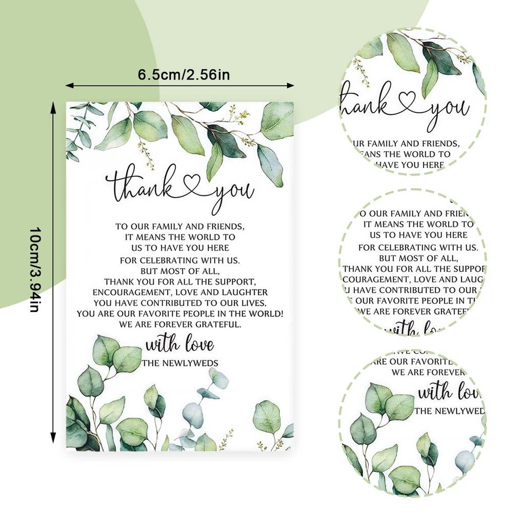 100 Pcs Wedding Cards Thank You Place Setting Wedding Greenery Place Cards 2.6 x 4 Inches for Party Reception Rehearsal Dinner Bridal Shower