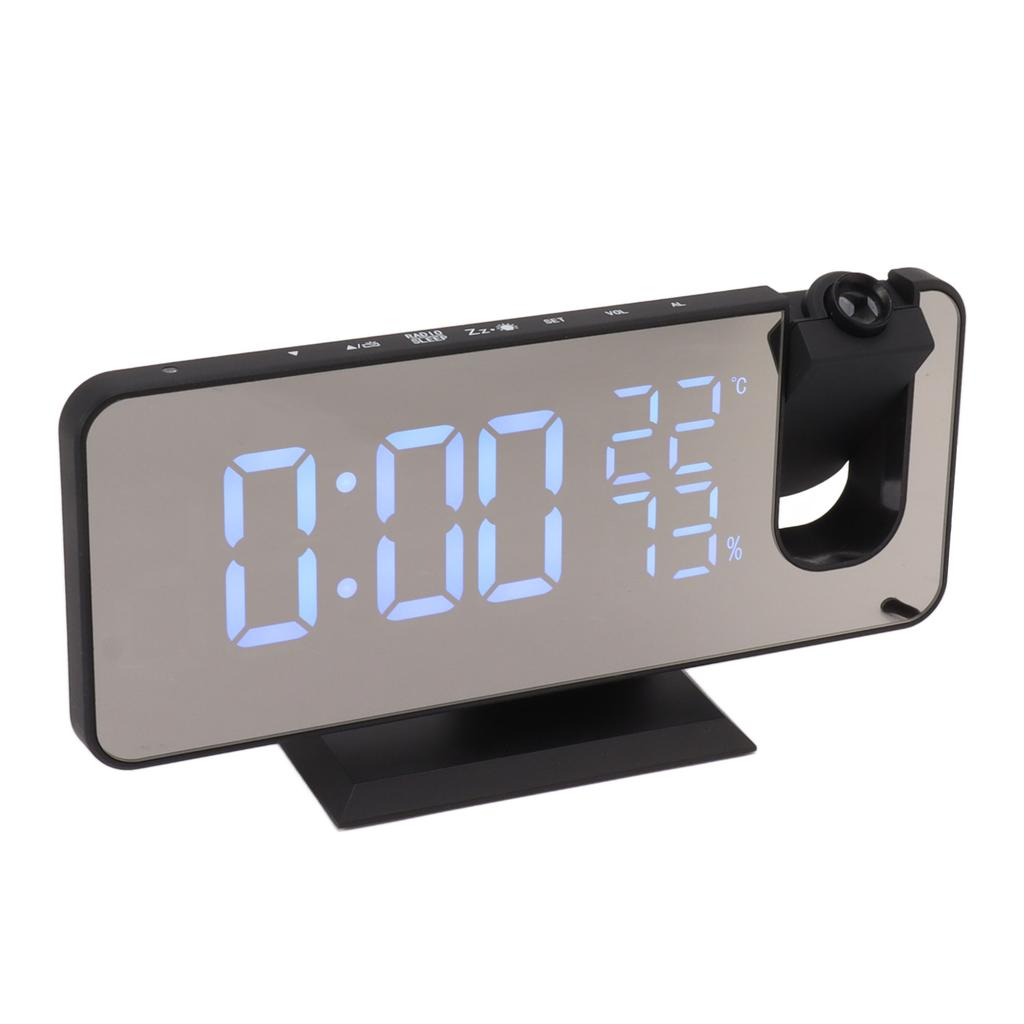FM Radio LED Digital Smart Alarm Clock LED Digital Projection Alarm Clock for Bedroom Bedside Black