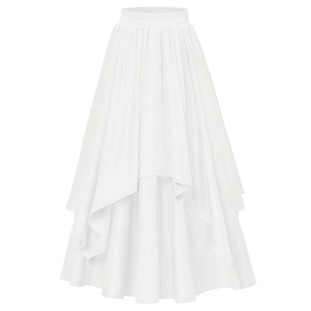 Women's Irregular Mid-Length Skirt with Elastic Waist