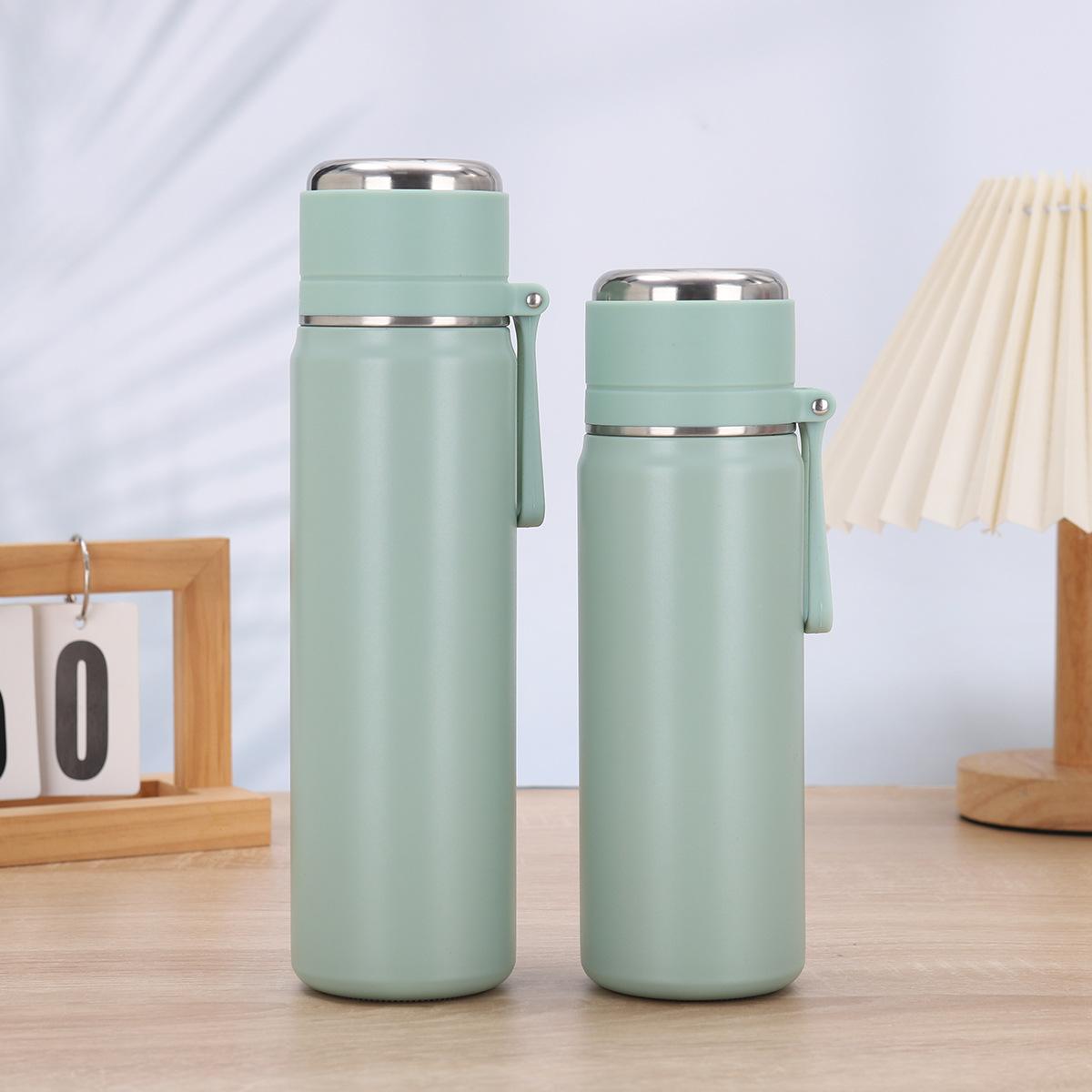 

Простой термос из нержавеющей стали с чашкой для чая, портативный спортивный чайник на веревке, удобный стакан для воды с высоким внешним видом 500ml