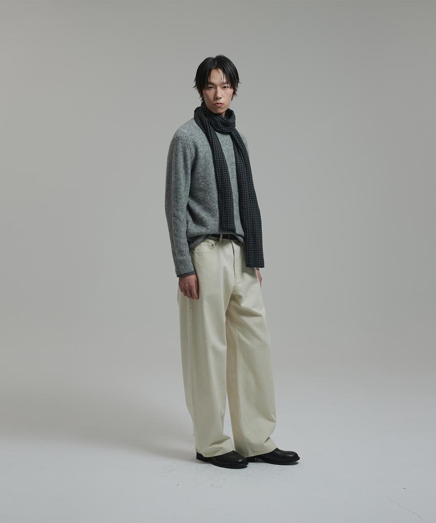 NONBLANK Mohair Wool Blend Crop Round Knit_Melange Grey