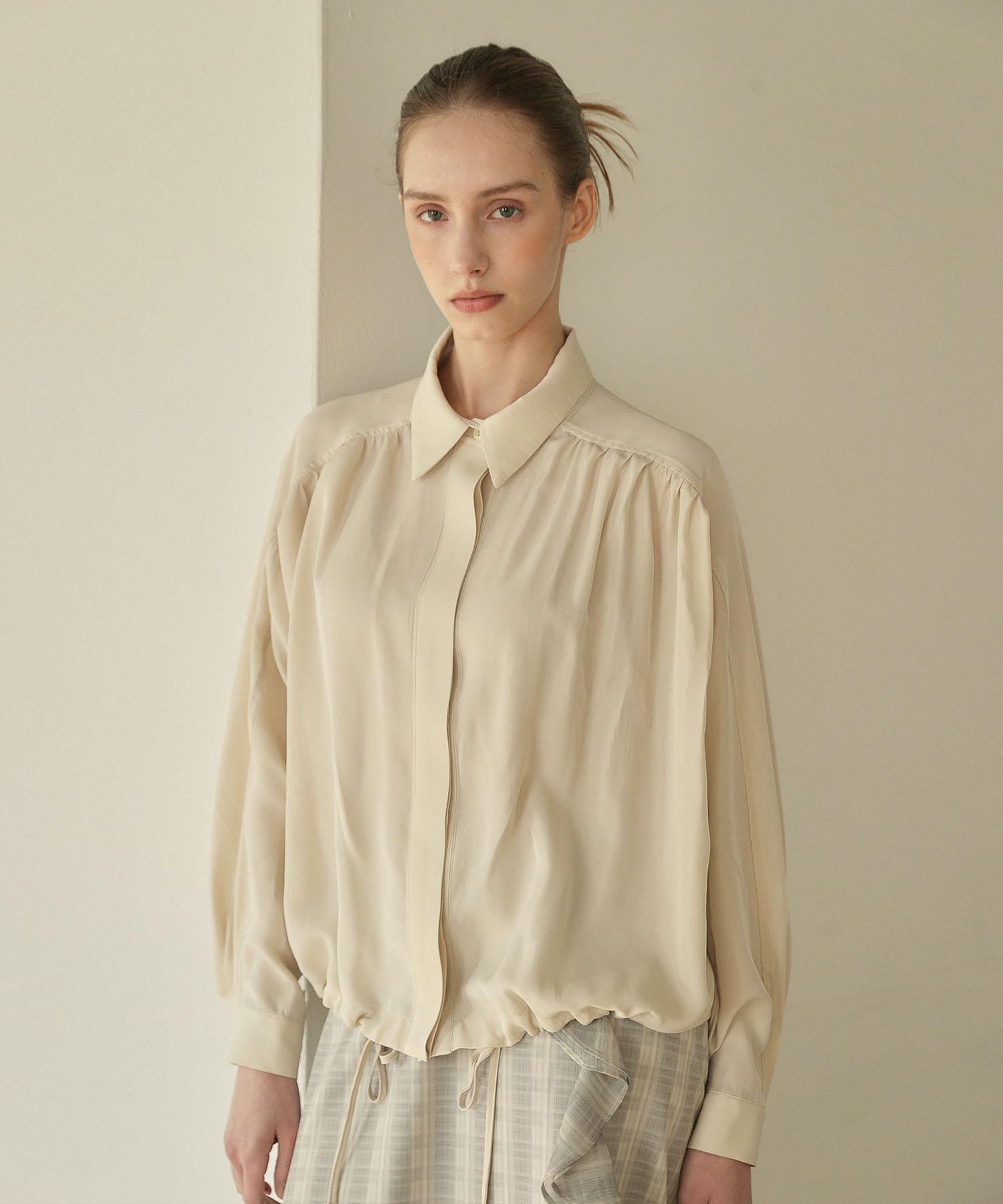 Auro Shirring String Blouse [ Beige ]