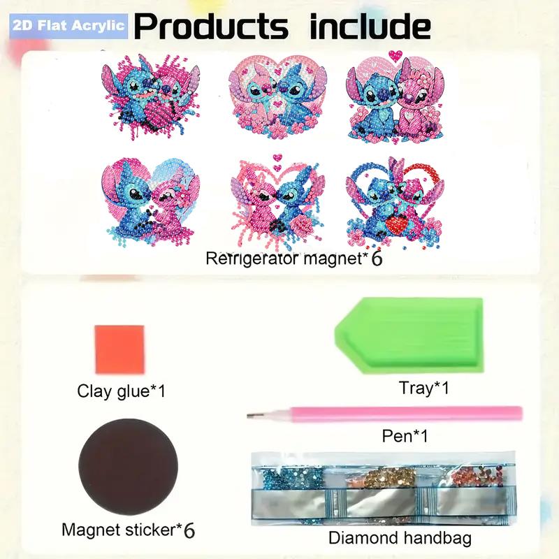 6Pcs Couple Series Diamond Art Fridge Magnet Diamond Painting Refrigerator Magnet Diamond Painting Fridge Magnet for Adults Beginners