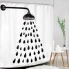 Black and White Shower Curtain, Funny Fun Kids Cute Water Drop Modern Simple Silhouette Minimalist Bathroom Decor Cartoon Bath