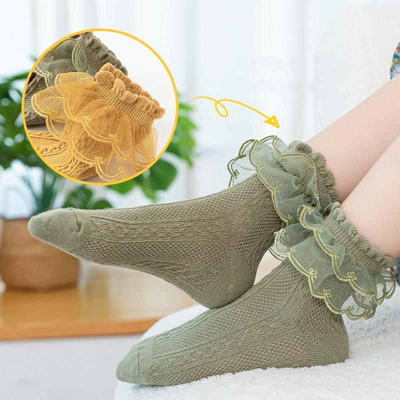Autumn Kids Socks For Girls Lace Tutu Baby Cotton Princess Children's Girls Socks Fashion Ruffled Teenagers Sock 1-15Years