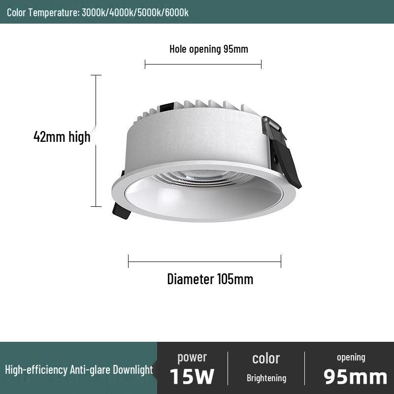 NuFeng 7W Full-Spectrum Anti-Glare LED Downlight