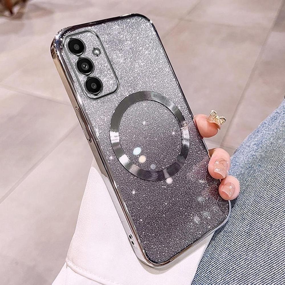 

For Samsung Galaxy A16 5G/4G Case Compatible with MagSafe Electroplated Gradient Glitter TPU Phone Cover Silver