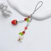 Stylish Phone Chain Strawberry Rabbit Charm Keyring Pendant Beaded Keychain