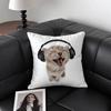 1pc Kitten With Headphones Pillow Case Square Bedroom Sofa Leisure Comfort Cushion Car Living Room Home Decoration