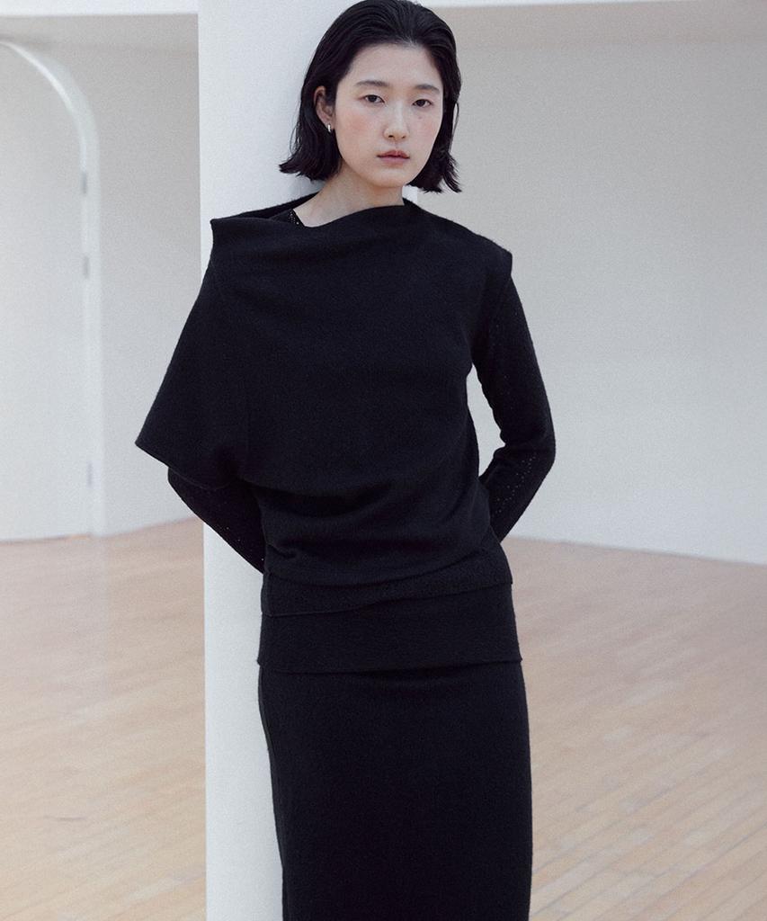 Yutosiseu Hairy Layered Long Skirt(Black)