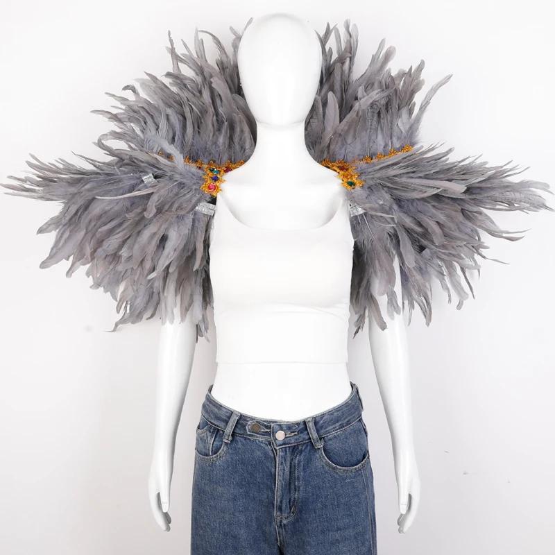 

Carnival Costume Decorative Accessories Luxury Feather Shawl Party Cosplay Scarf Fashion Show Runway Performance Elegant Apparel