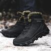 Mens Winter Snow Boots With Faux Fur Lining High-Top Outdoor Hiking Shoes Warm Thick Sole Rubber Bottom