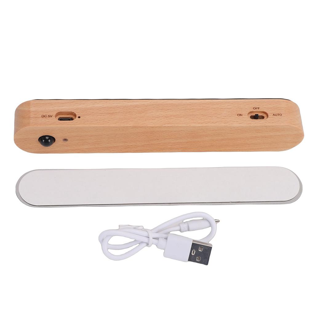 Motion Sensor Light Wooden Wall Mounted Rechargeable Portable LED Night Light for Bedroom Hallway Under Cabinet