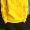 Men Hoodie Solid Color Ribbed Cuff Autumn Winter Drawstring Warm Sweatshirt for Daily Wear