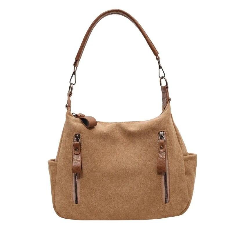 2026 Winter Fashion Solid Color Women's Zipper Design Shoulder Bag Tote Bag Female Handbag PU Leather Crossbody Bag