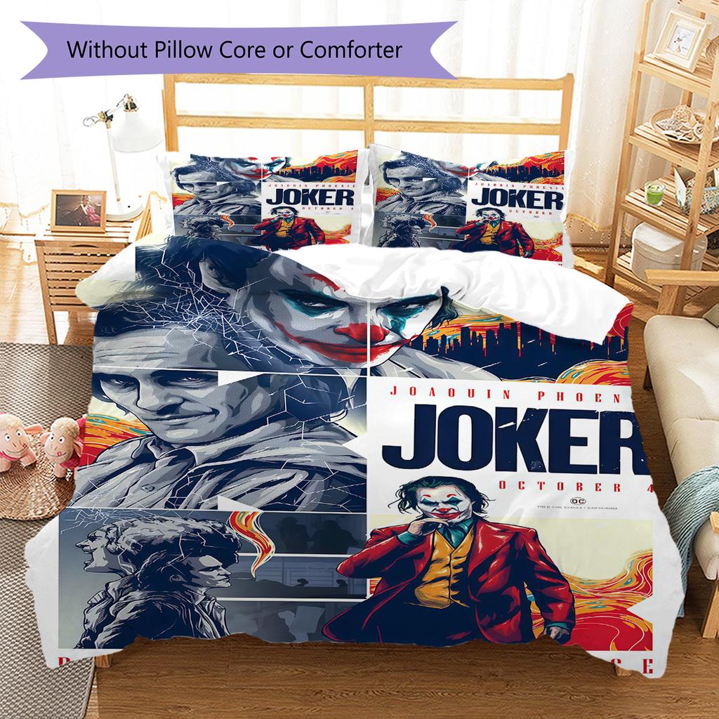 Set Copripiumino Trapuntato Joker Villano Copripiumino Federa Decorazione per la Casa Regalo di Compleanno (1 * copripiumino + 2 * federa, senza nucleo)