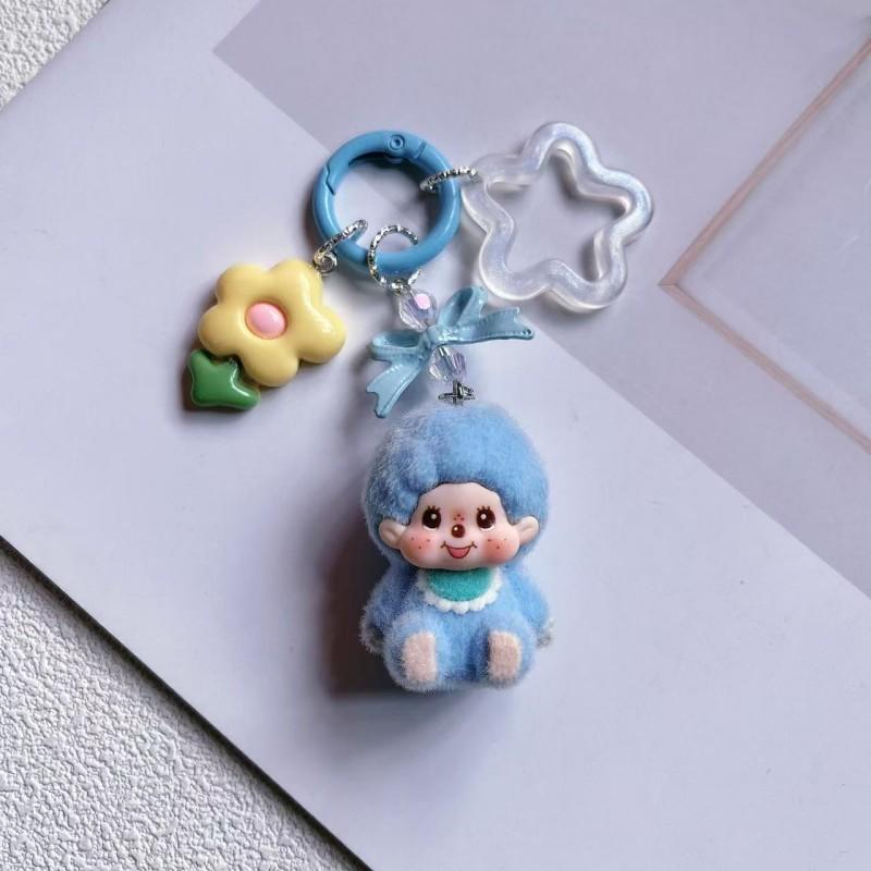 Cartoon Plush Monchhichi Keychain Pendant Cute Plush Monkey Pendant Phone Chain Decoration Monchhichi Mini Plush Bag Pendant