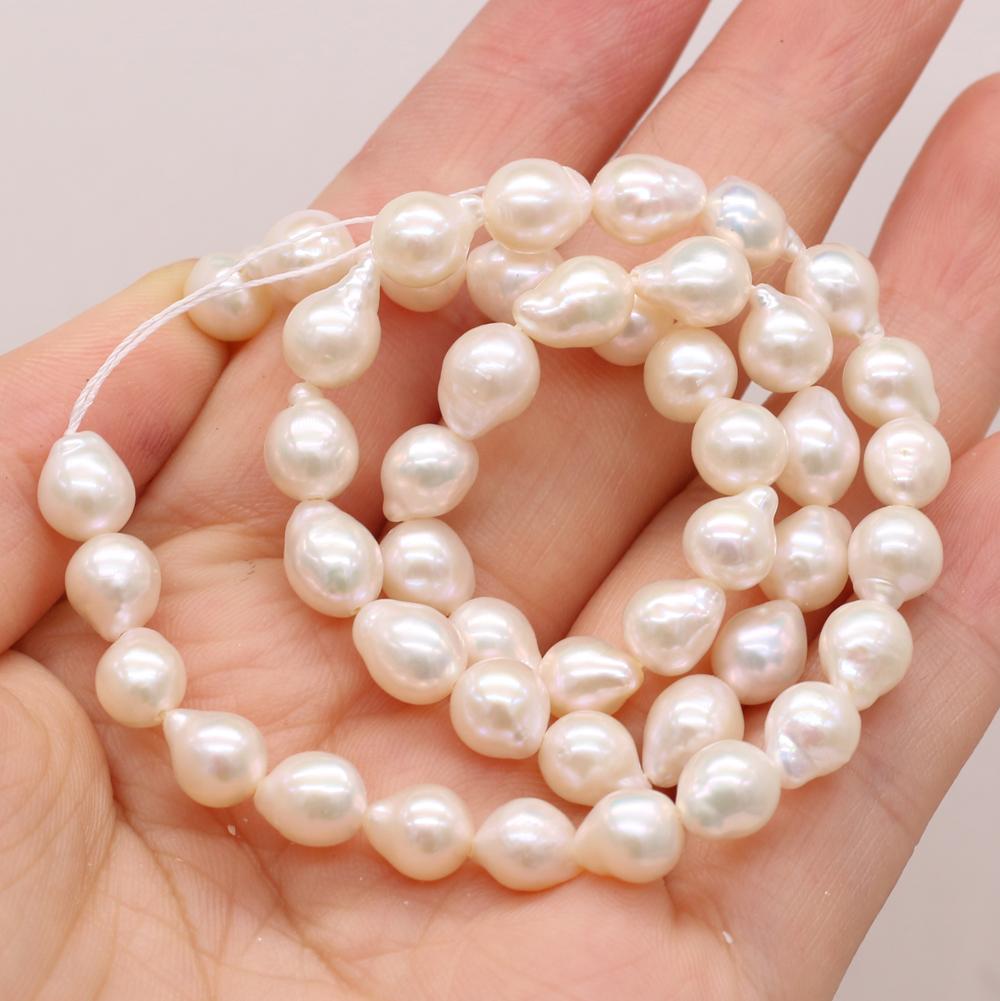 

1String, 7-8mm White Natural Freshwater Pearls, Irregular Round Water Droplet Pearl Beads for Jewelry Making DIY Necklace Bracelet Accessories 36cm 1String/7-8mm-36cm белый