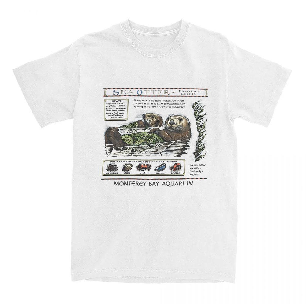 Unisex Tees Monterey Bay Aquarium Sea Otter Tshirts Cartoon Funny Graphic Printing Tshirt Unisex Streetwear Cotton Loose T Shirt