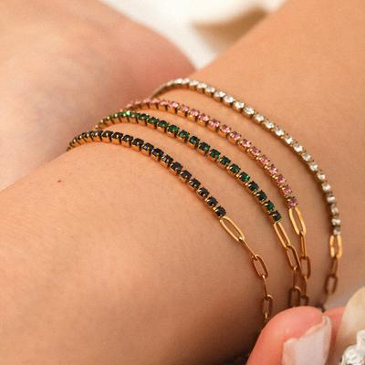 Elegant Cross Chain Zircon Bracelet Stylish Versatile Titanium Steel Jewelry Accessory