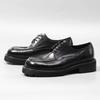 Fashionable Men'S Derby Shoes Genuine Leather Solid Color Big Square Head Thick Bottomed Youth Commuting Versatile Casual Shoes