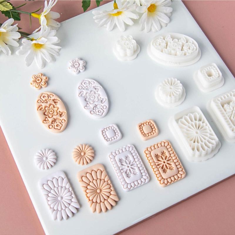 Cartoon Bohemian Flower Polymer Clay Earring Molds Lightweight Plastic Craft Tools For Kids Creative Projects