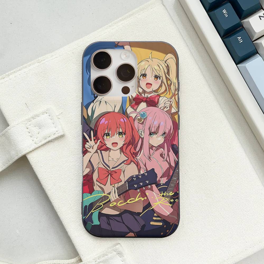 Anime Bocchi The Rock For IPhone 17 16 15 11 12 13 14 Pro Max Plus Pro Corrugated Translucent Back Phone Cover