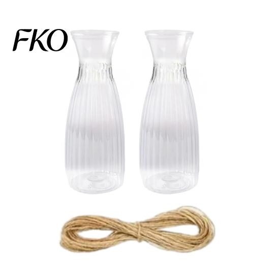 Small Decorative Vase Plastic Clear Bud Vases, Modern Table Centerpiece Flower Vase, Simple Transparent for Home Dining Wedding Arrangement 2pcs