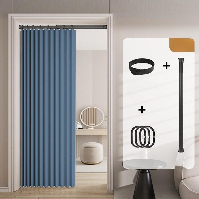 Elegant Bohemian Style Rodless Folding Door Curtain with Stripes  Magnetic Partition for Living Room, Bedroom, Kitchen  Versatile Home Decor