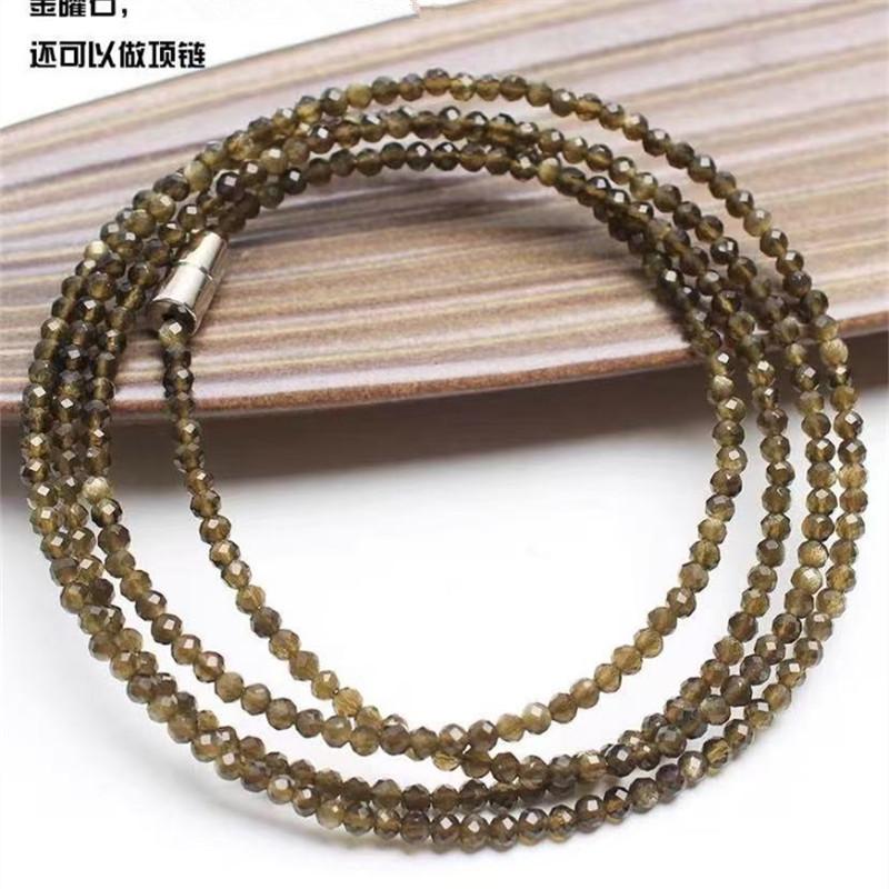 Natural Powder Tourmaline Garnet Cut Multi-Circle Bracelet Olivine Gray-Blue Moonlight Necklace Multi-Purpose Long Chain