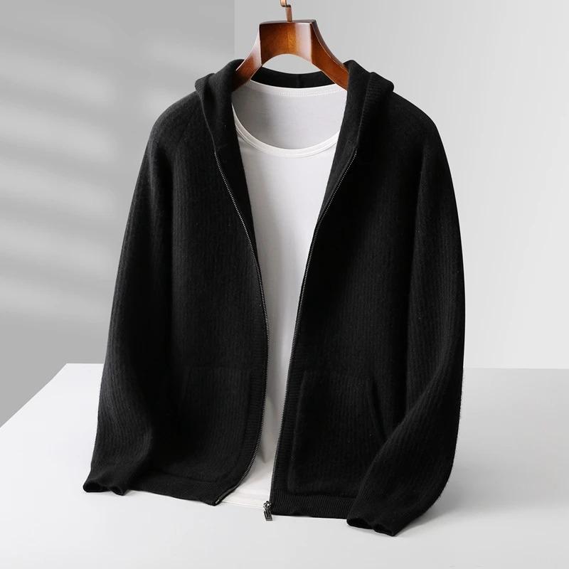 Felpa Cardigan con Zip Spessa da Uomo Maglione Lavorato a Maglia in Lana Merino Casual Larga Autunno Inverno Felpa Calda Giacca a Manica Lunga