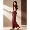D.F.DEAR Women's Round Neck Two-Piece Set with Wide Leg Pants