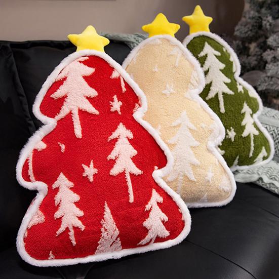 Christmas Tree Plush Throw Pillow Lovely Soft Stuffed Toy Cozy Sofa Cushion Warm Winter Gift Home Holiday Decoration