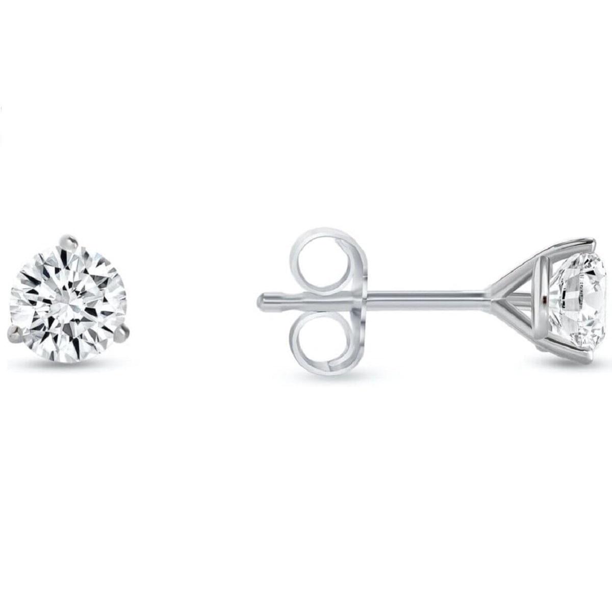 

Jewels Prim 1/2 карата круглый огранки серьги-пусеты с искусственными бриллиантами из настоящего белого золота 14 карат, оправа мартини, пусеты 15MM серебряный