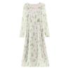 Elegant French Floral Print Puff Sleeve Dress: Spring & Autumn Waist-Cinching Long Skirt